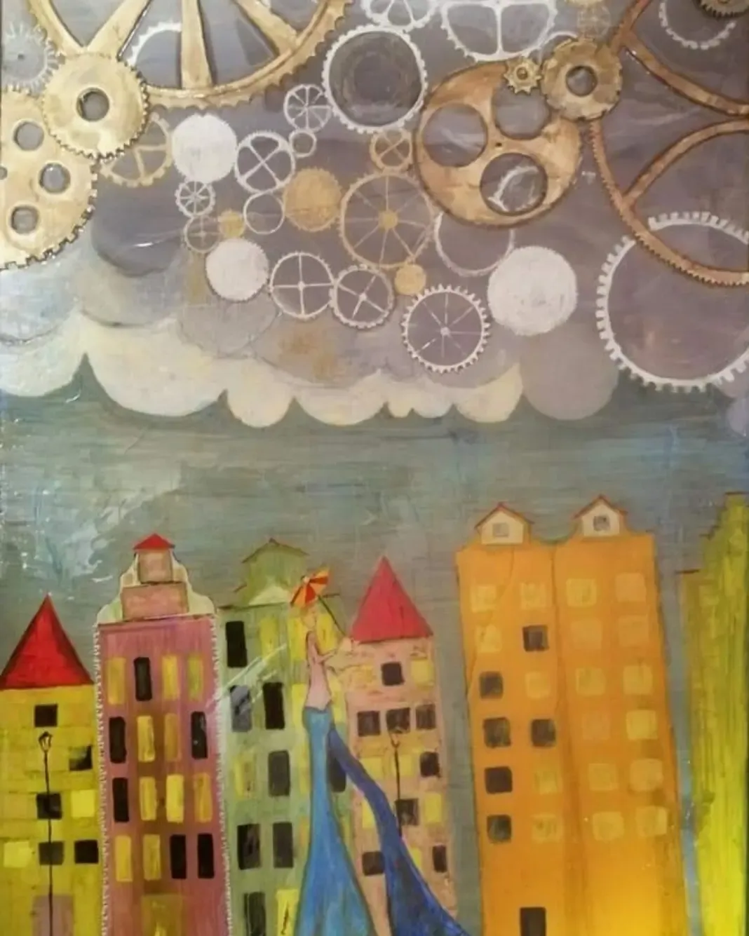 Ostalgie part I, pintura en técnica mixta de Federico Carminati, 2024