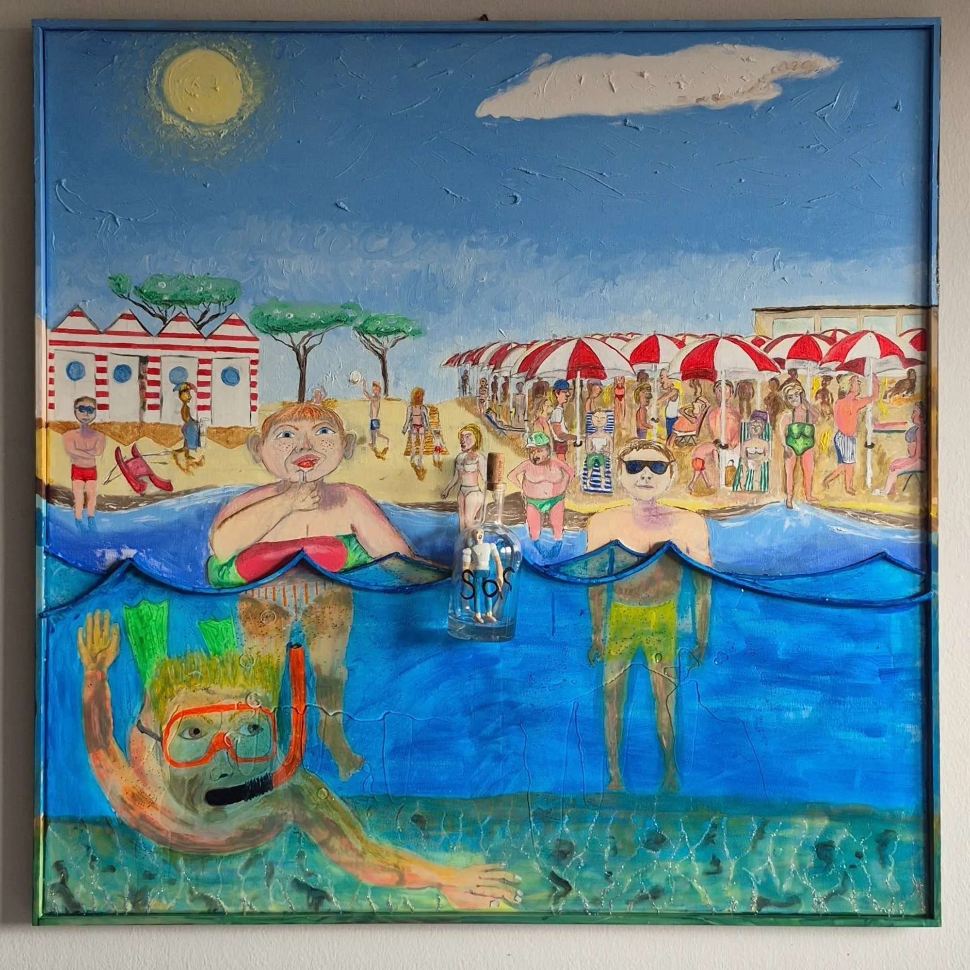 SOS Summer Nightmare, Mischtechnik-Gemälde mit Epoxidharz, Acryl und Öl von Federico Carminati, 2026